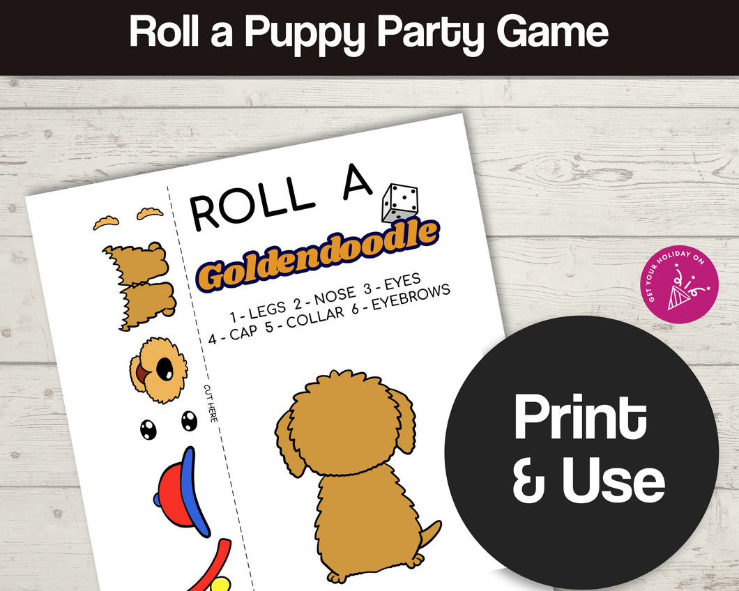 Roll a Goldendoodle Dice Party Game