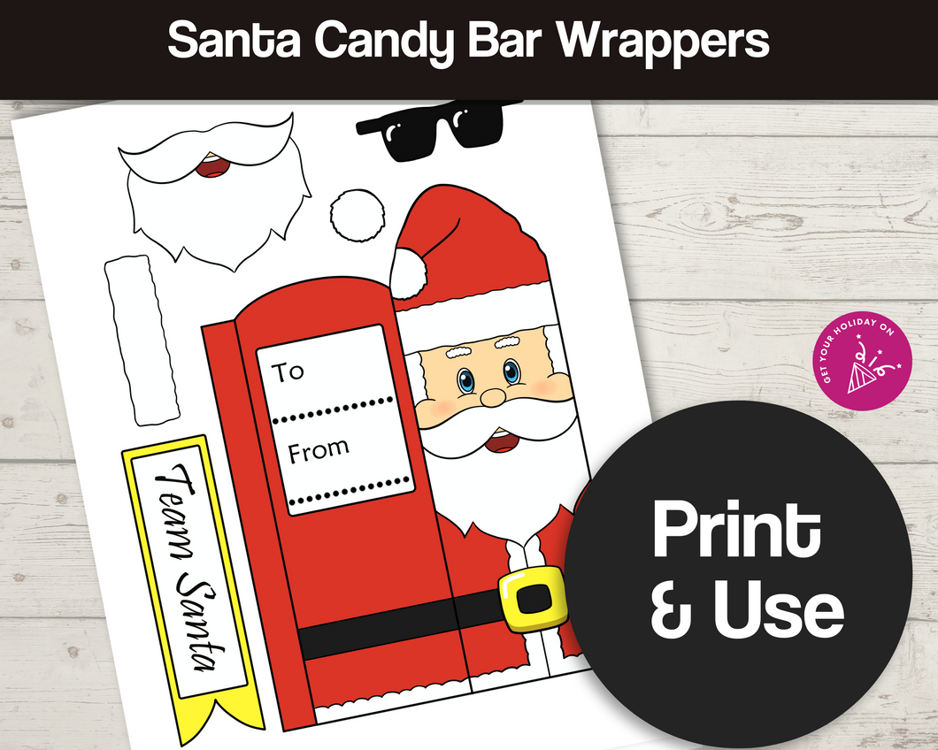 Santa Candy Bar Wrappers
