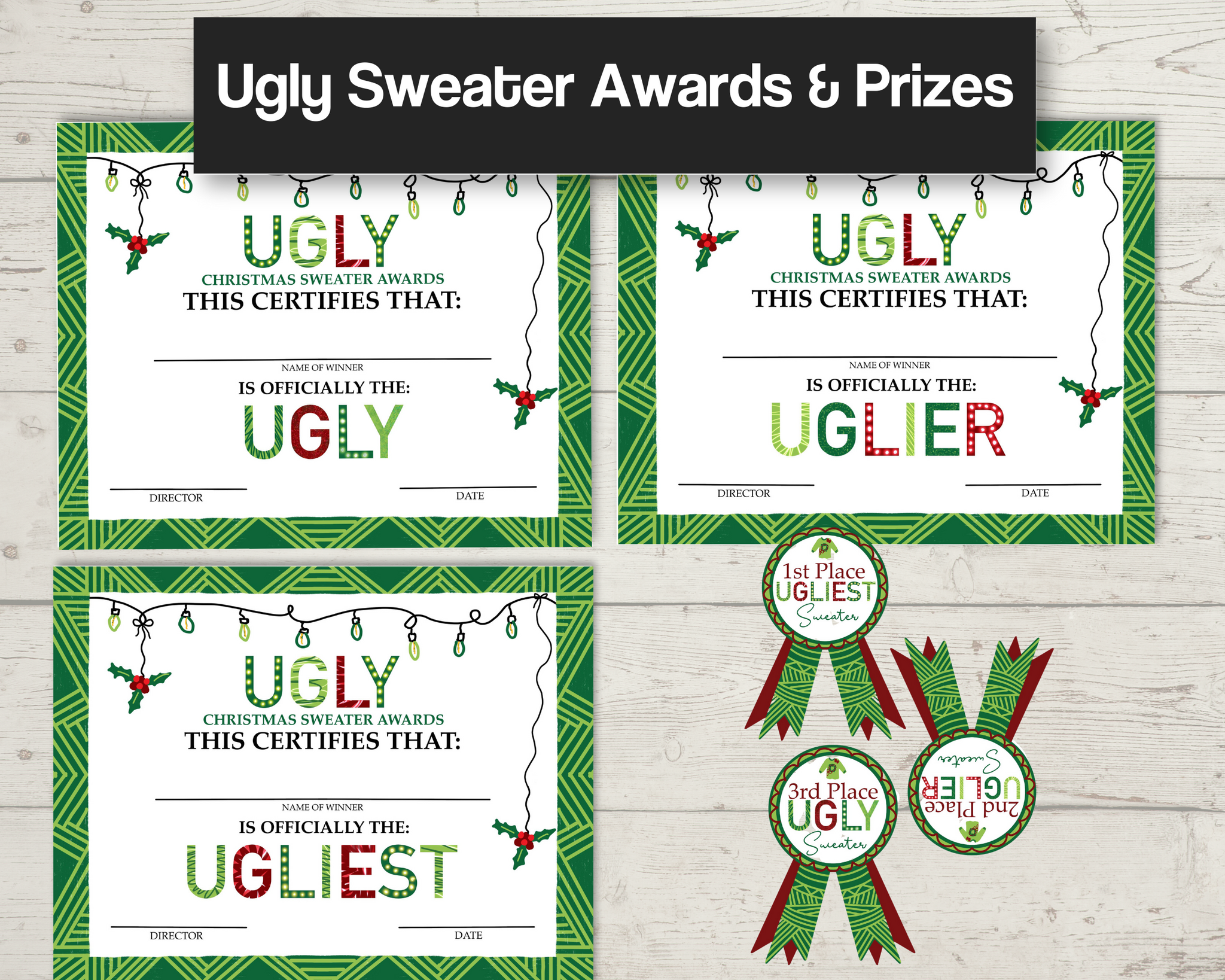 Ugly christmas 2025 sweater winner certificate
