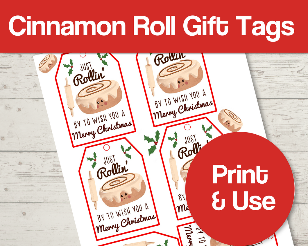 Cinnamon roll Christmas gift tag
